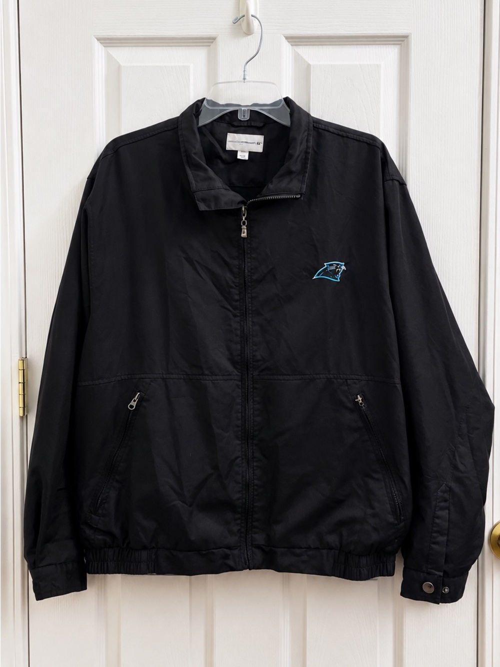 Cutter & Buck CB WeatherTec Carolina Panthers Black Full Zip Windbreaker Jacket